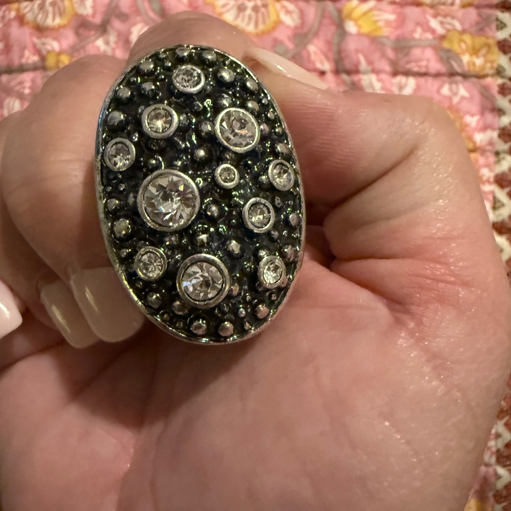 Elegant Black and Silver Statement Ring